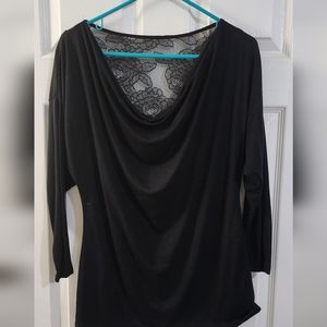 Lacy 3/4 sleeve Black Women's Top Shirt